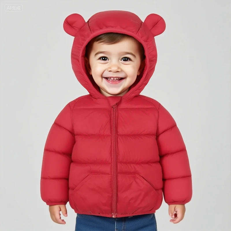 Chaqueta de plumón con capucha y cremallera para niños, niñas - imagen 3