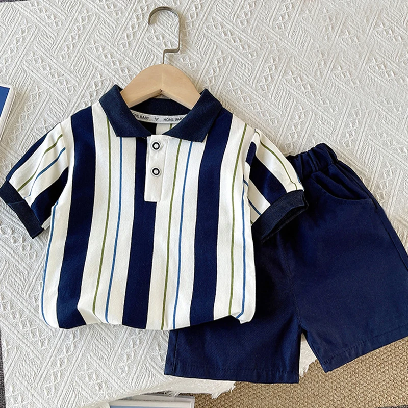 Conjunto de camiseta y pantalón corto de algodón de verano para niño
