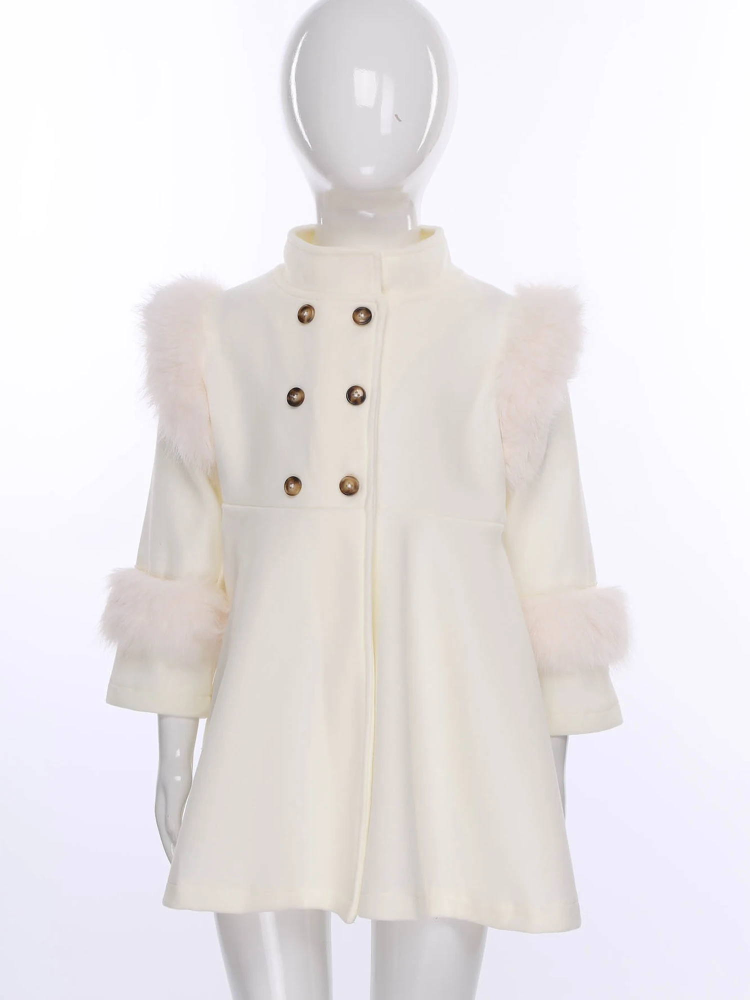 Gabardina de invierno abrigada para niña de piel sintética forrada
