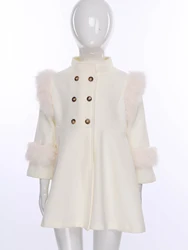 Gabardina de invierno abrigada para niña de piel sintética forrada