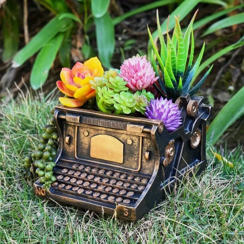 Maceta para suculentas vintage de resina retro, soporte de escritorio - imagen 4