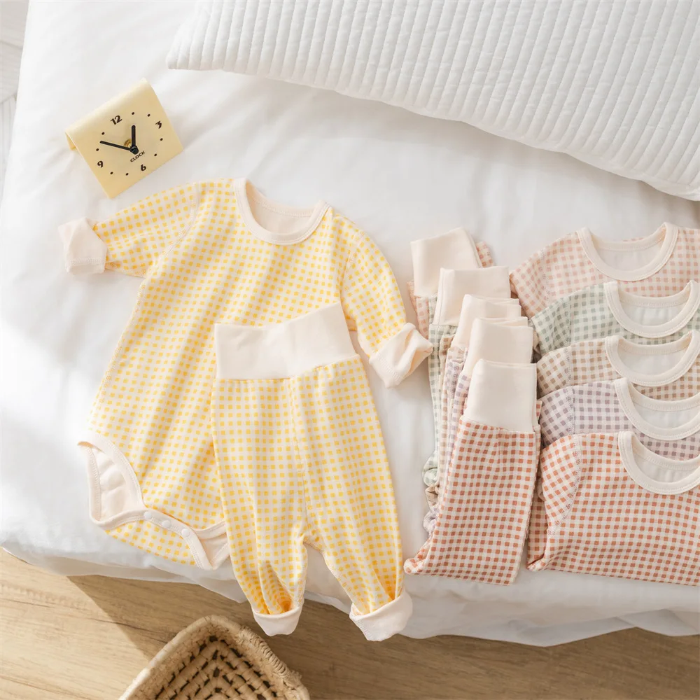 MILANCEL Conjunto de pijamas para bebé niña de mono a cuadros - imagen 3