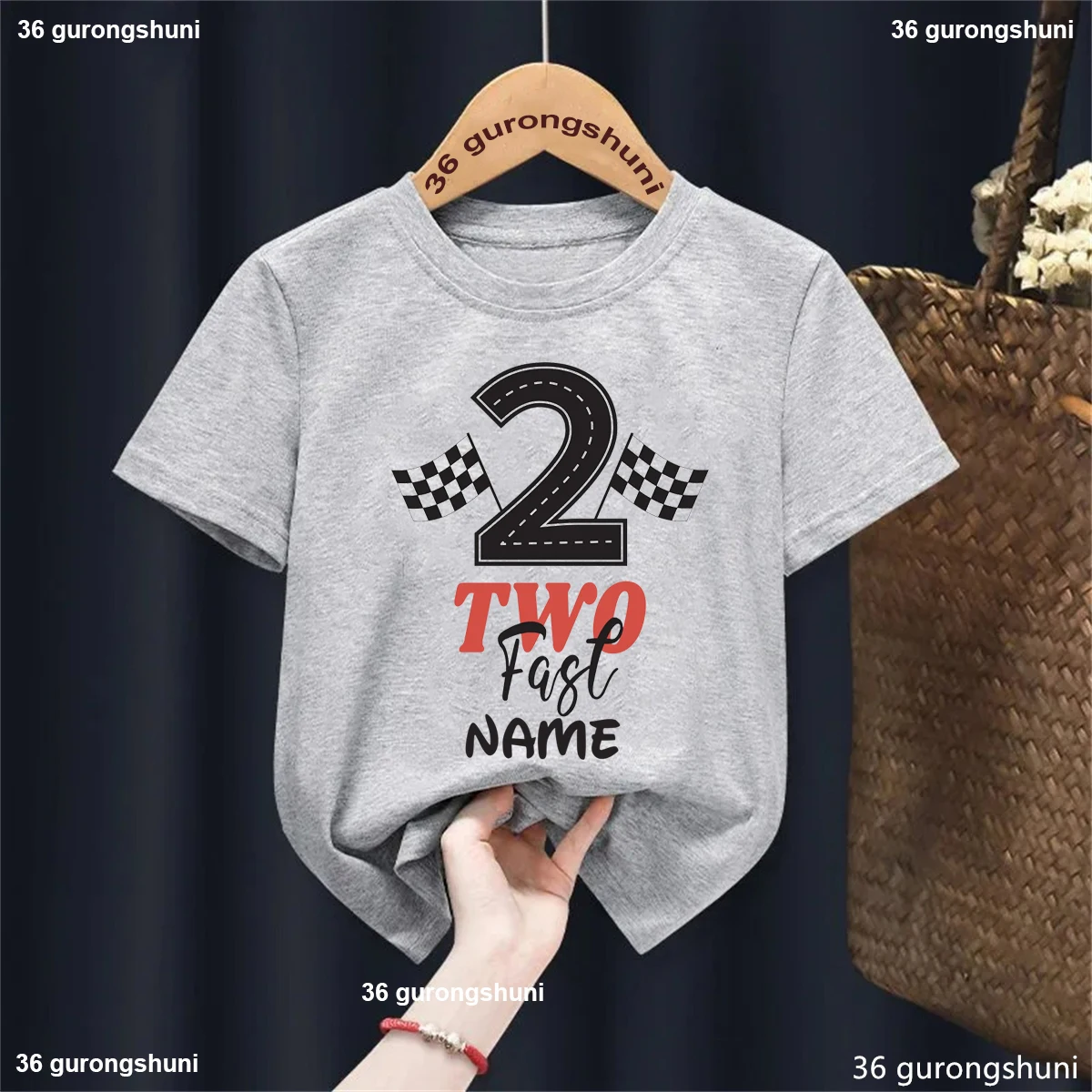 Camiseta infantil personalizada manga corta con banderas de carreras - imagen 4