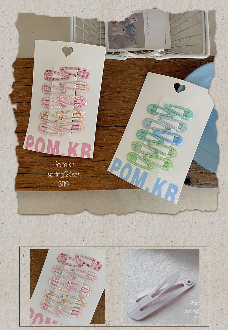 Pinzas de pelo con estampado a cuadros y forma de lágrima