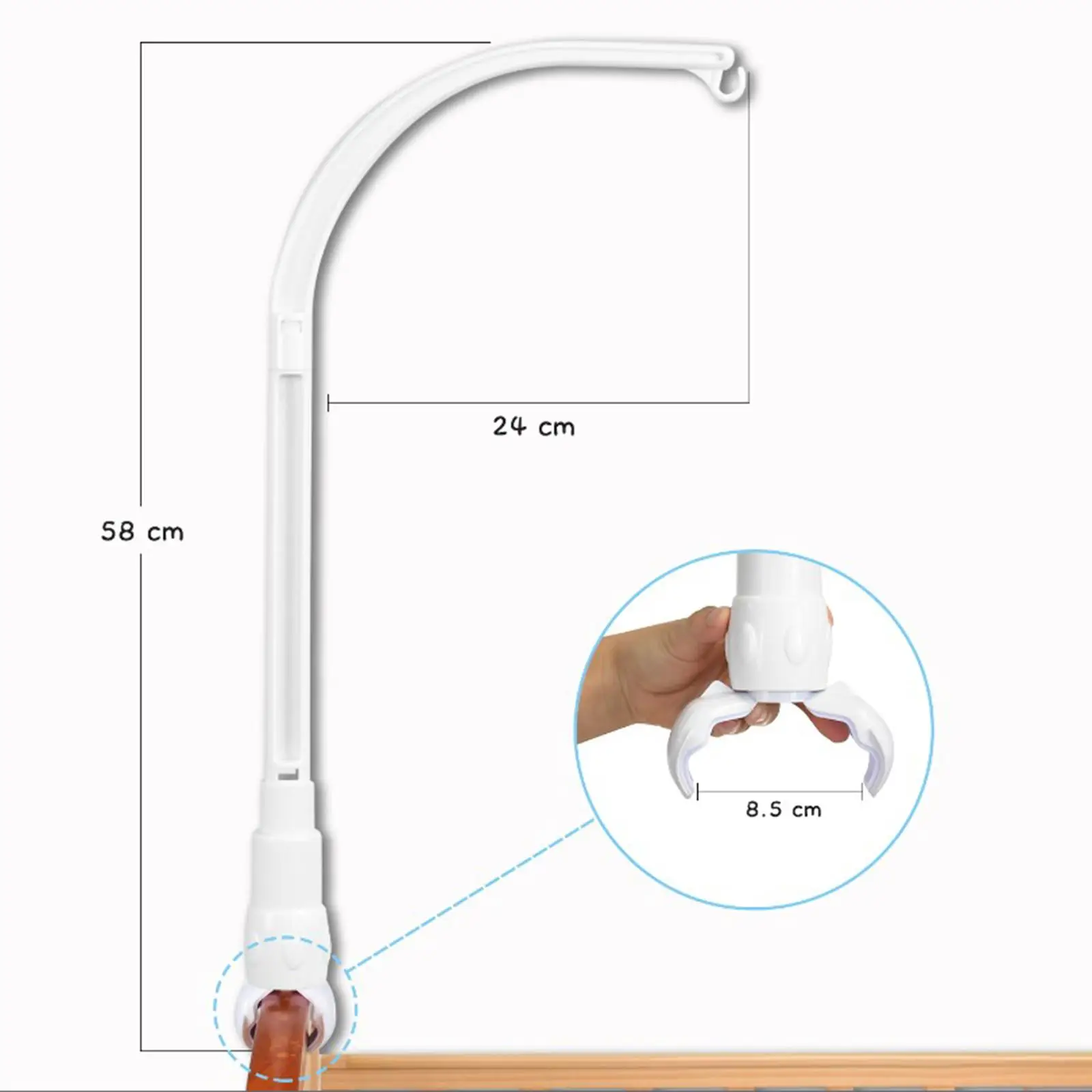 Soporte móvil para cuna con base giratoria y caja de música blanca - imagen 5