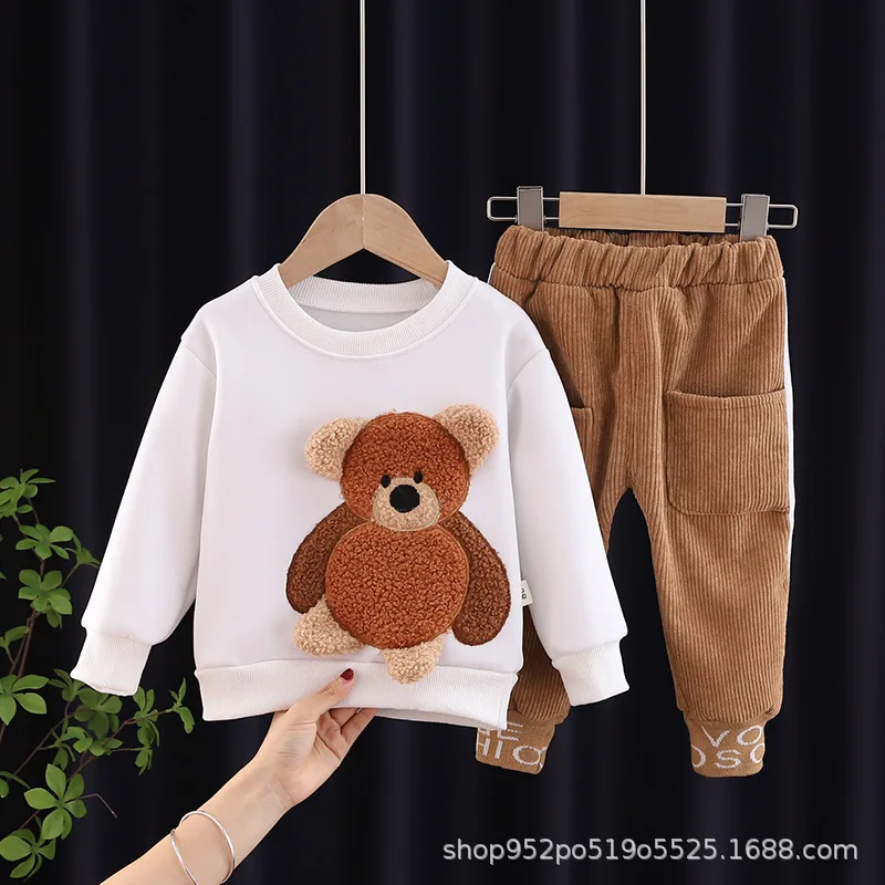 Conjunto de sudadera acolchada y pantalón para niños, invierno - imagen 4