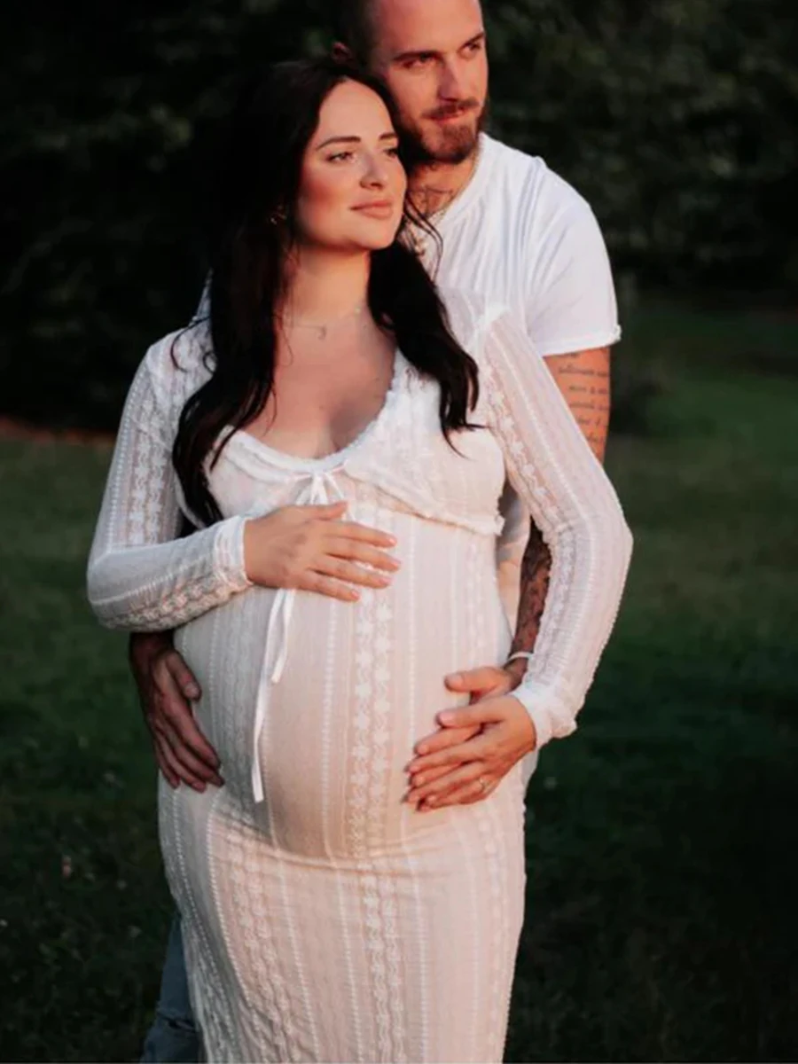 Vestido de maternidad de encaje elegante para sesión de fotos - imagen 5