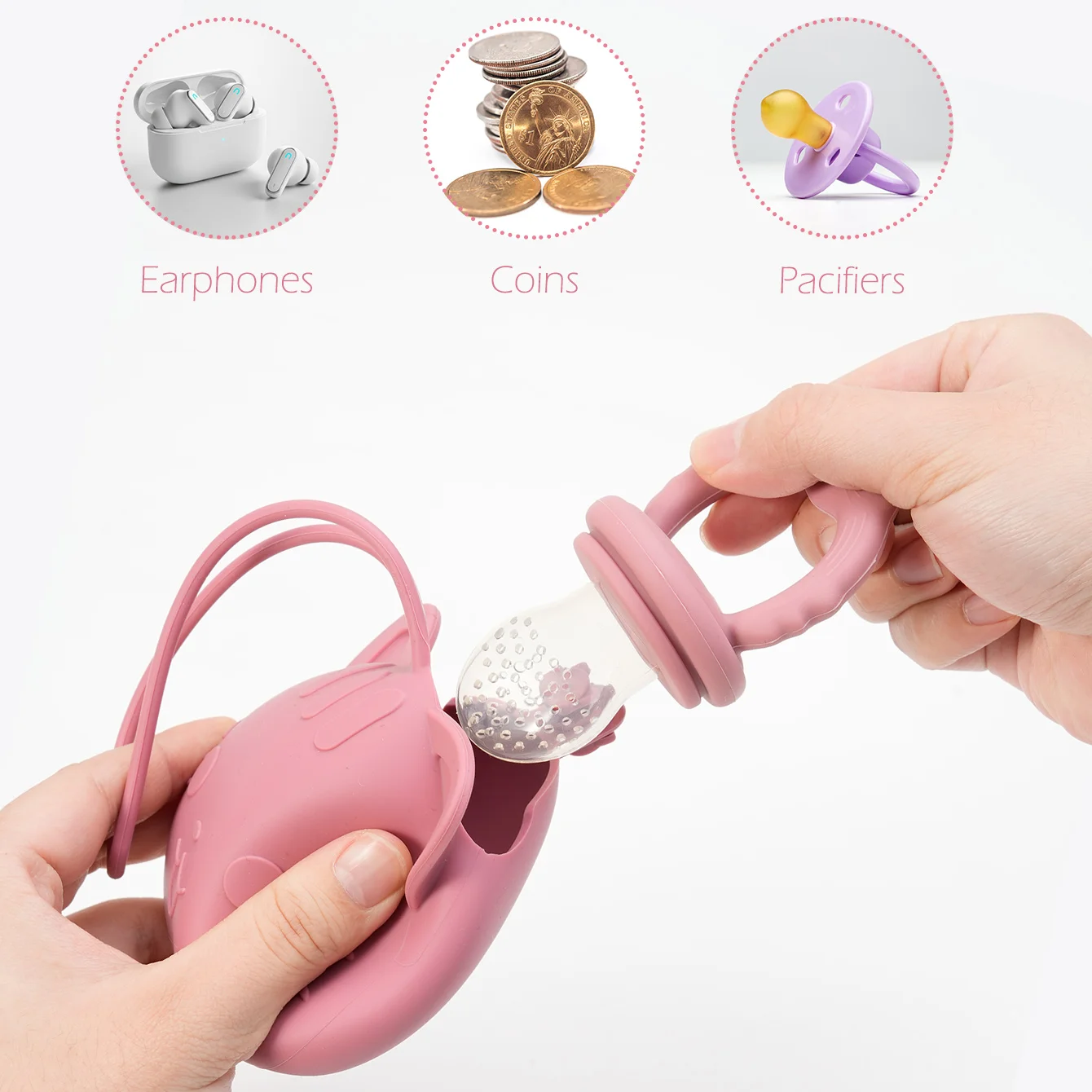 Porta chupete portátil de silicona sin BPA con funda - imagen 4