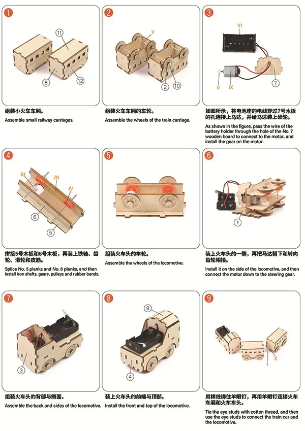 Tren eléctrico educativo para niños - Juguete de física DIY seguro