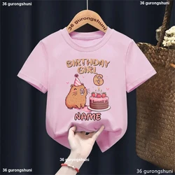 Camiseta Capybara feliz cumpleaños en rosa para niños