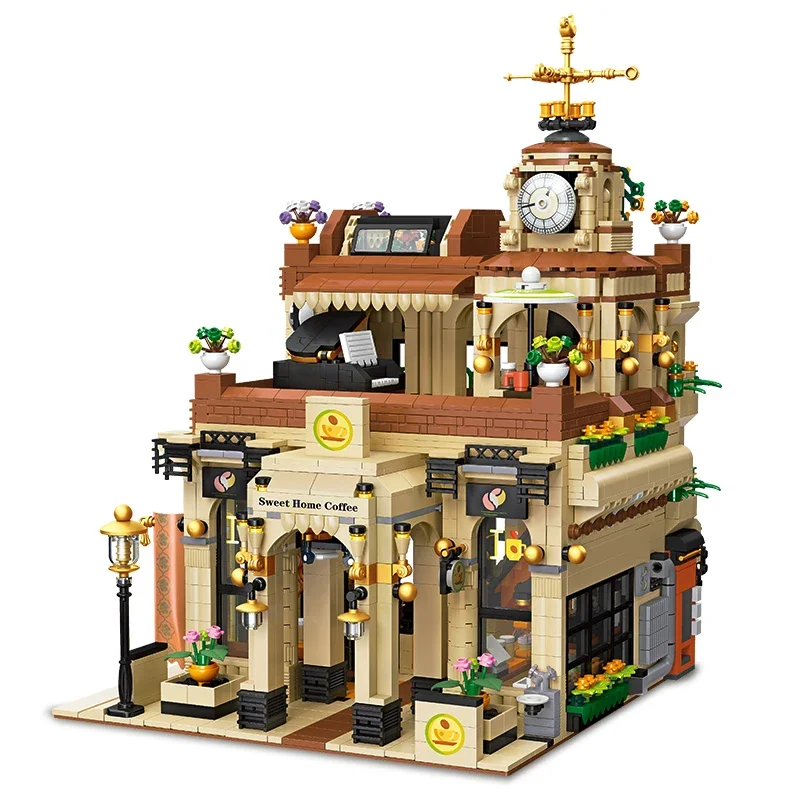 Bloques de construcción cafetería estilo vintage con luz para jugar - imagen 5