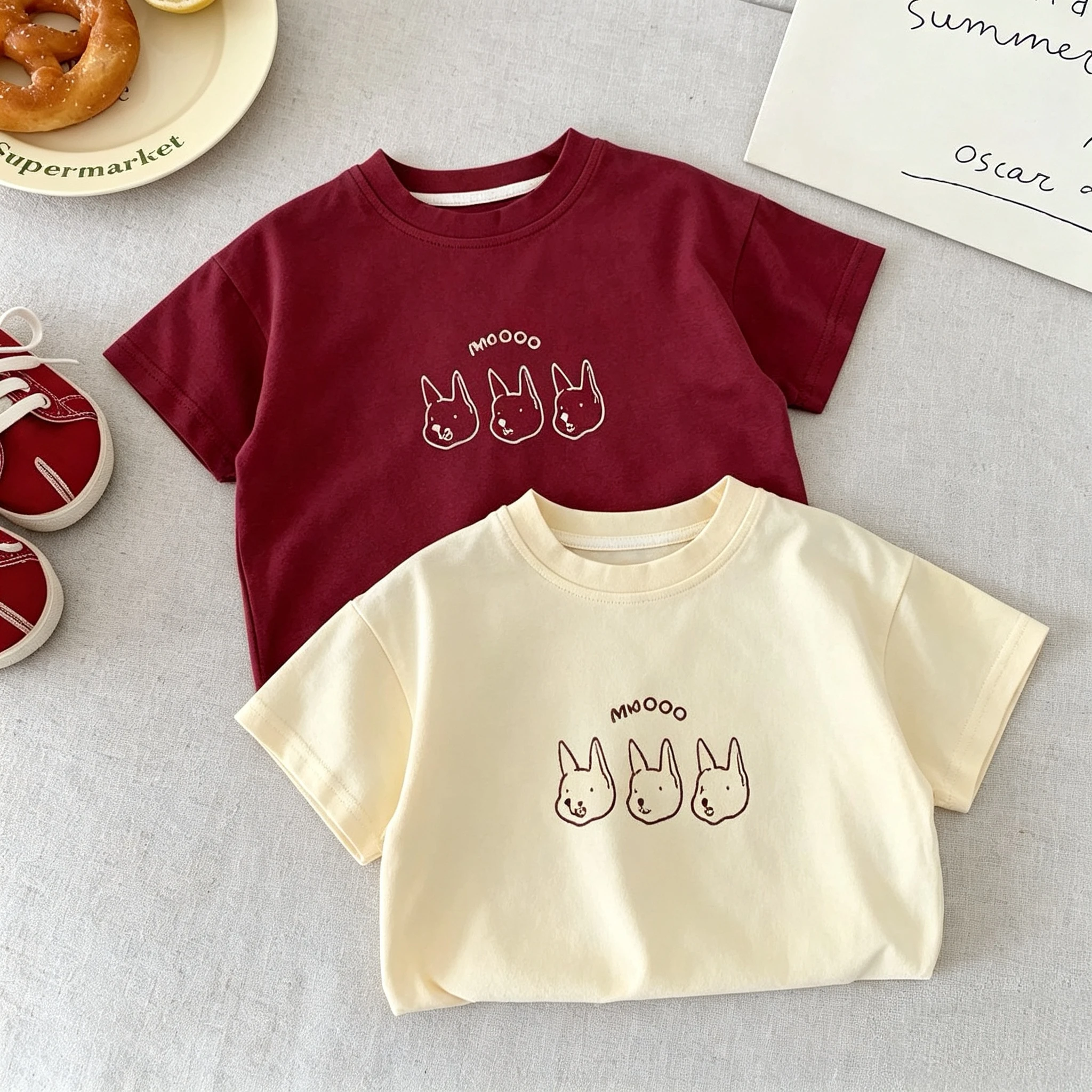 Camiseta de manga corta infantil con cuello redondo y estampado - imagen 2