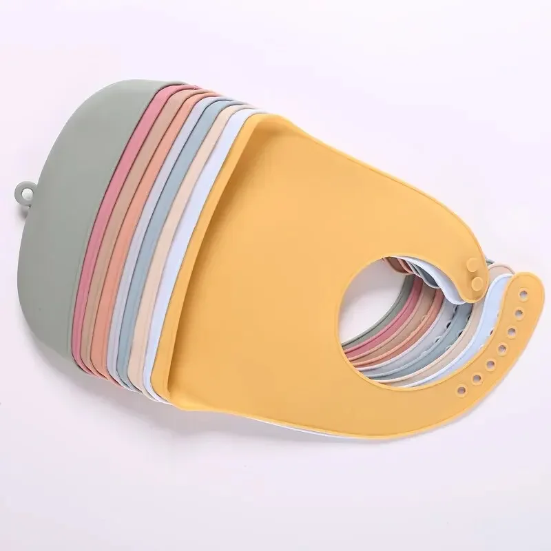 Baberos de silicona impermeables para bebés, limpieza fácil