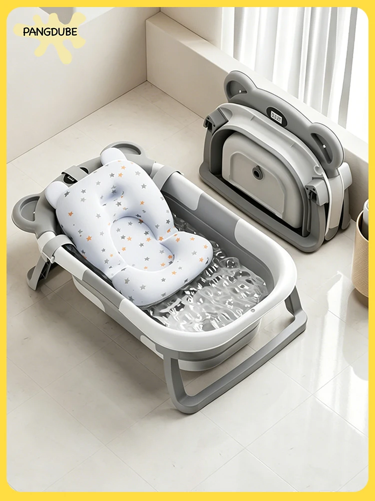 PANGDUBE bañera portátil plegable para bebés con tapete flotante - imagen 2