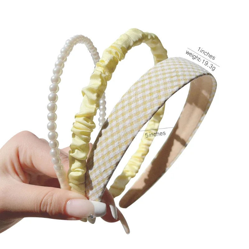 Diadema de tela con perlas y flores para niña - imagen 2