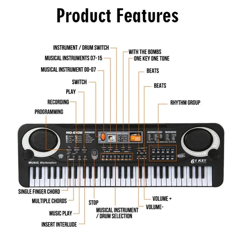 Teclado para niños con micrófono - Instrumento musical educativo - imagen 2