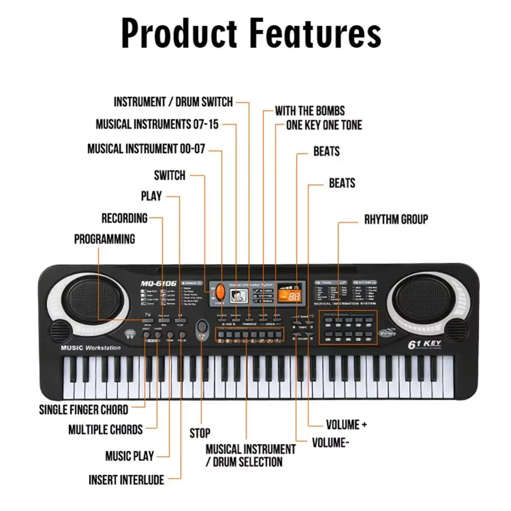 Teclado para niños con micrófono - Instrumento musical educativo - imagen 2