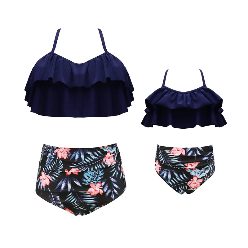 Traje de baño niña con volantes estampado, dos piezas verano a juego - imagen 3
