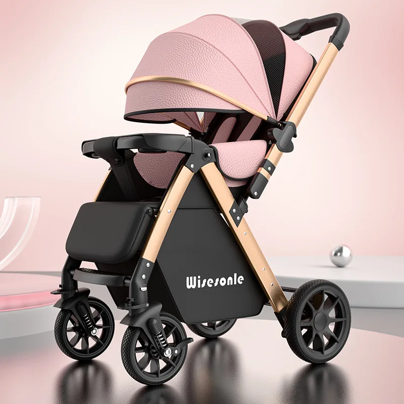 Cochecito de bebé con asiento reclinable ligero plegable bidireccional