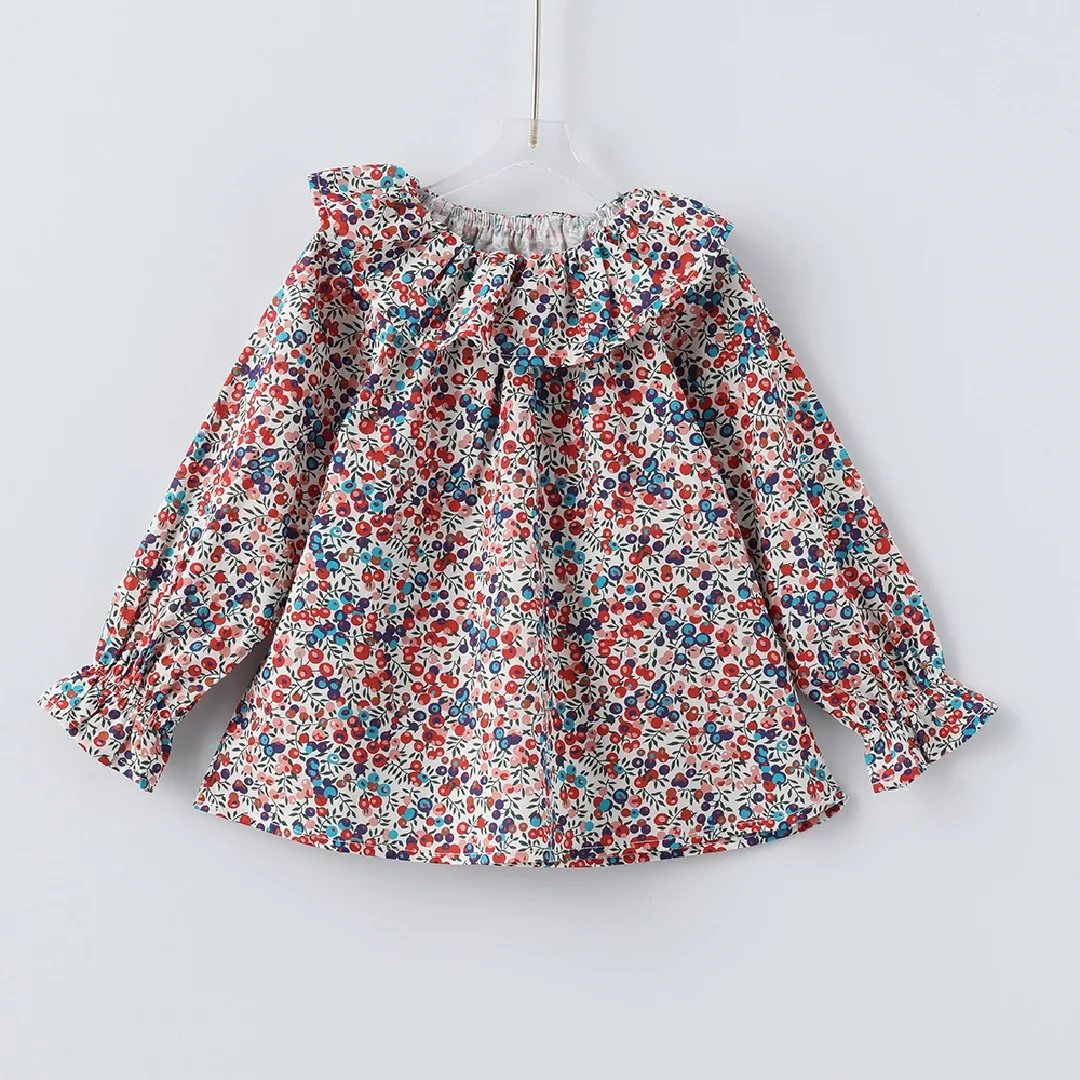 Blusa de encaje manga larga con volantes estilo princesa niña - imagen 2