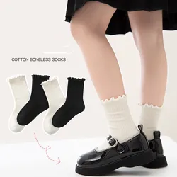 Calcetines tobilleros de algodón con volantes para niñas, elegantes