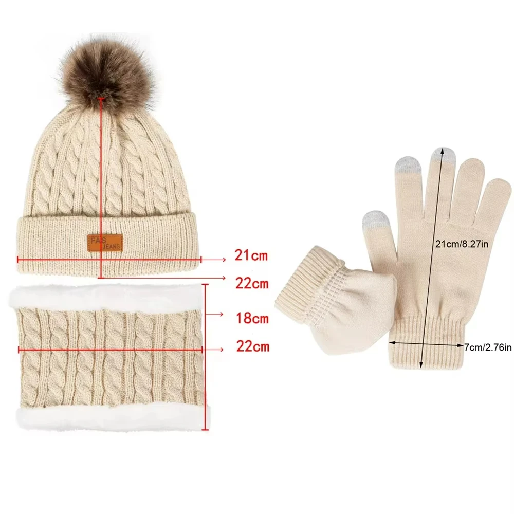 Invierno niña: gorro, bufanda y guantes con pompon pelo sintético - imagen 2