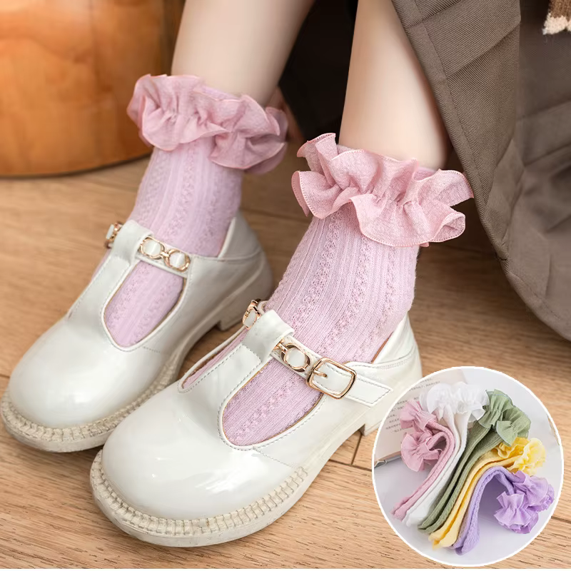 Calcetines de malla de encaje transpirables para niñas – Algodón - imagen 4