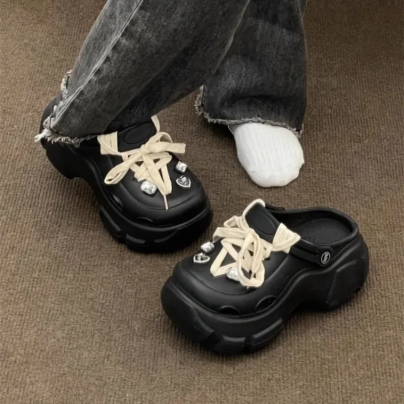 Sandalias de plataforma con cordones y pedrería para mujer - imagen 5