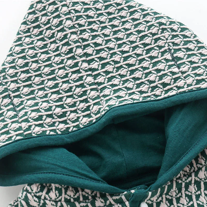 Chaqueta de punto con capucha para recién nacido a cuadros - imagen 2