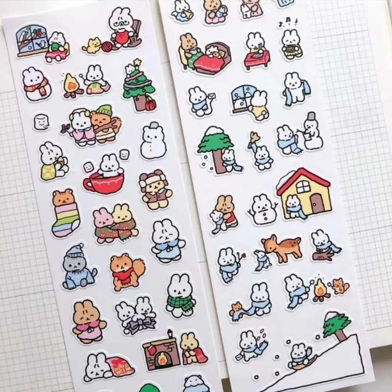 Pegatinas kawaii de conejo hechas a mano para álbumes y tarjetas - imagen 4