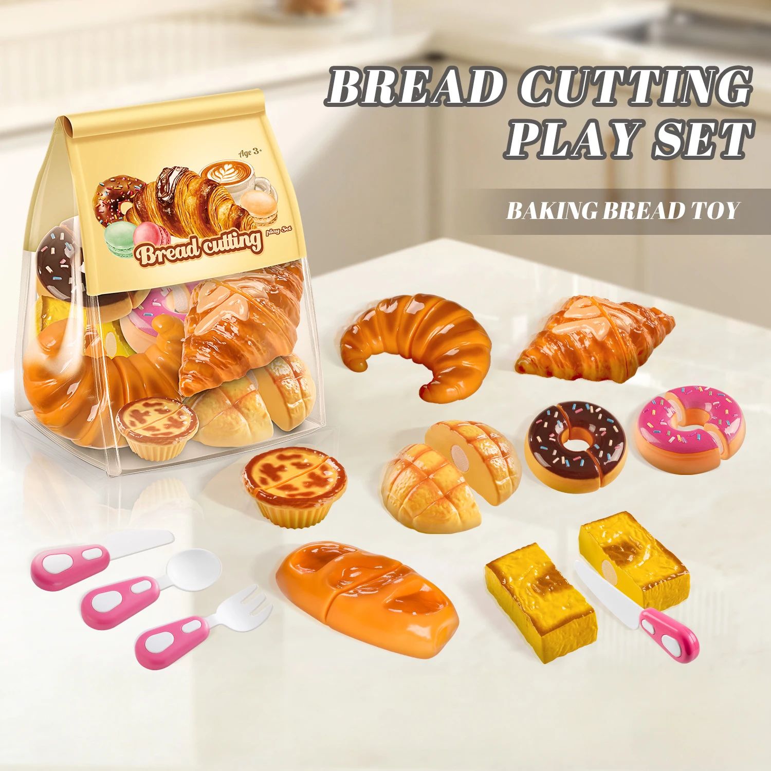 Juego de cortar pan de juguete de cocina para niños - imagen 4