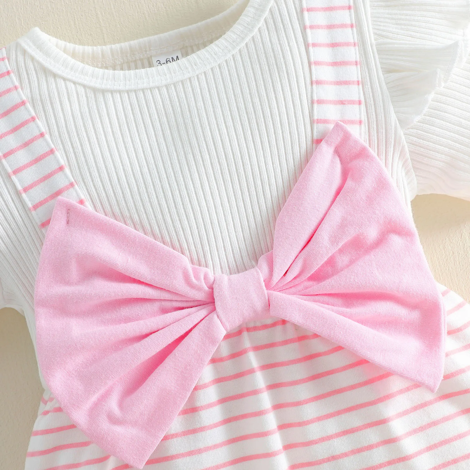 Conjunto de verano para niña: mono manga corta con lazo y diadema - imagen 5