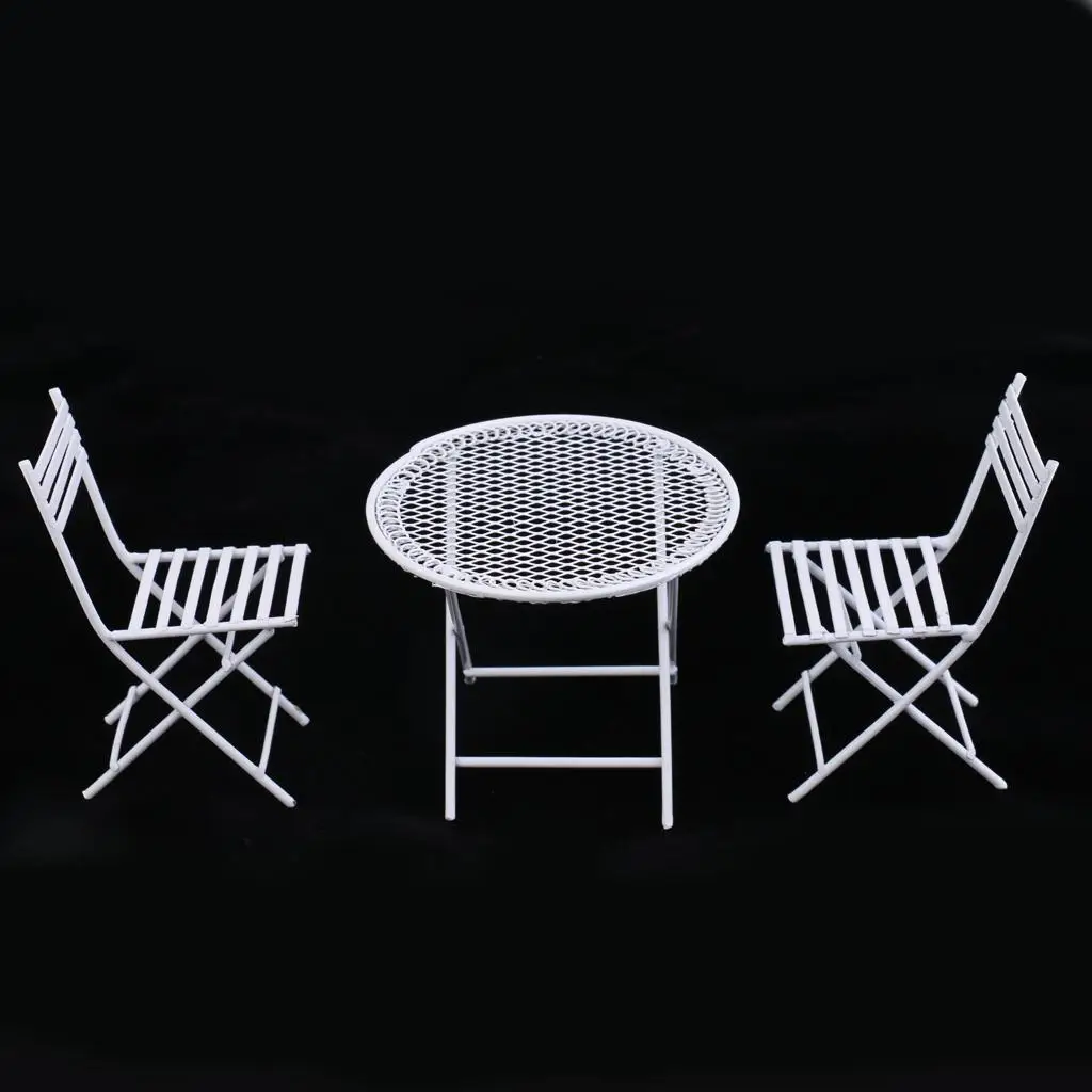 Conjunto en miniatura con mesa y sillas para casa de muñecas 1:12