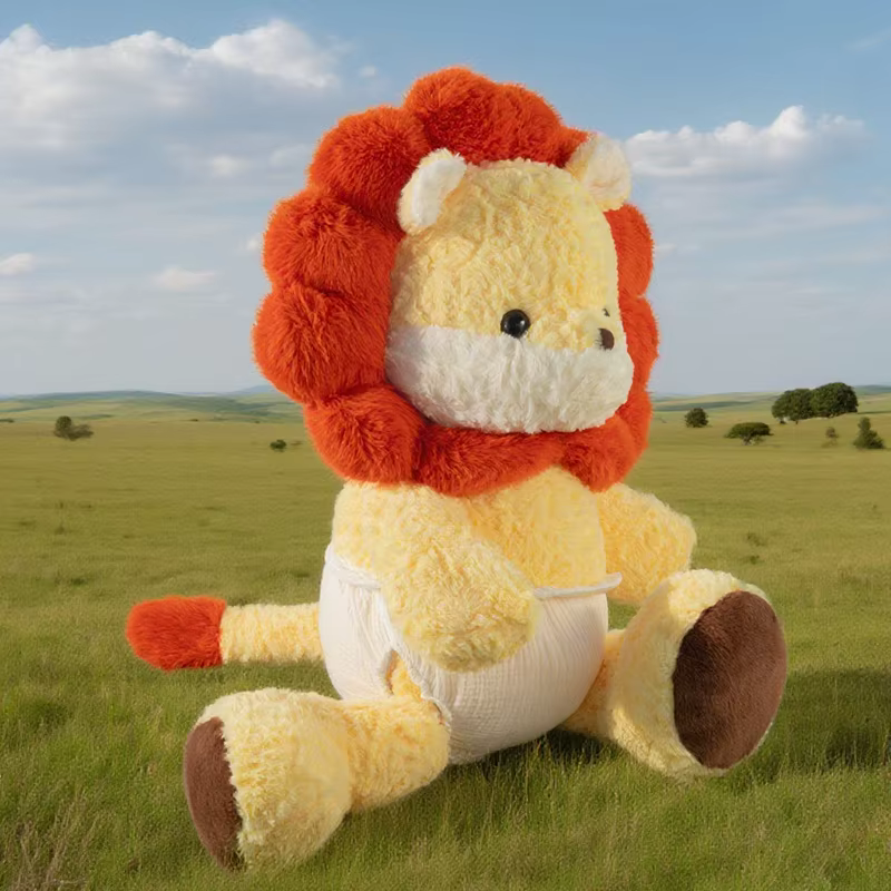 Detalle de la costura y el tejido felpudo del peluche
