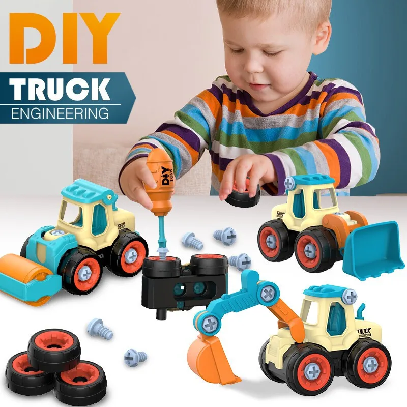 Camión de construcción desmontable con tornillos para niños