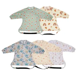 Babero de alimentación impermeable manga larga lavable a máquina