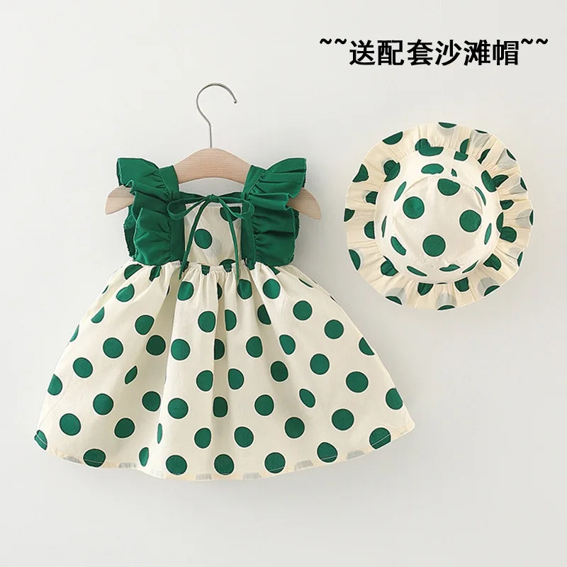 Vestido floral de verano para niña con sombrero