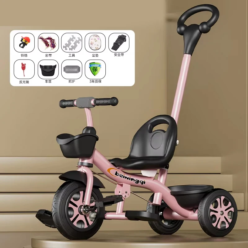 Triciclo de tres ruedas con pedales y manillar para niños - imagen 3