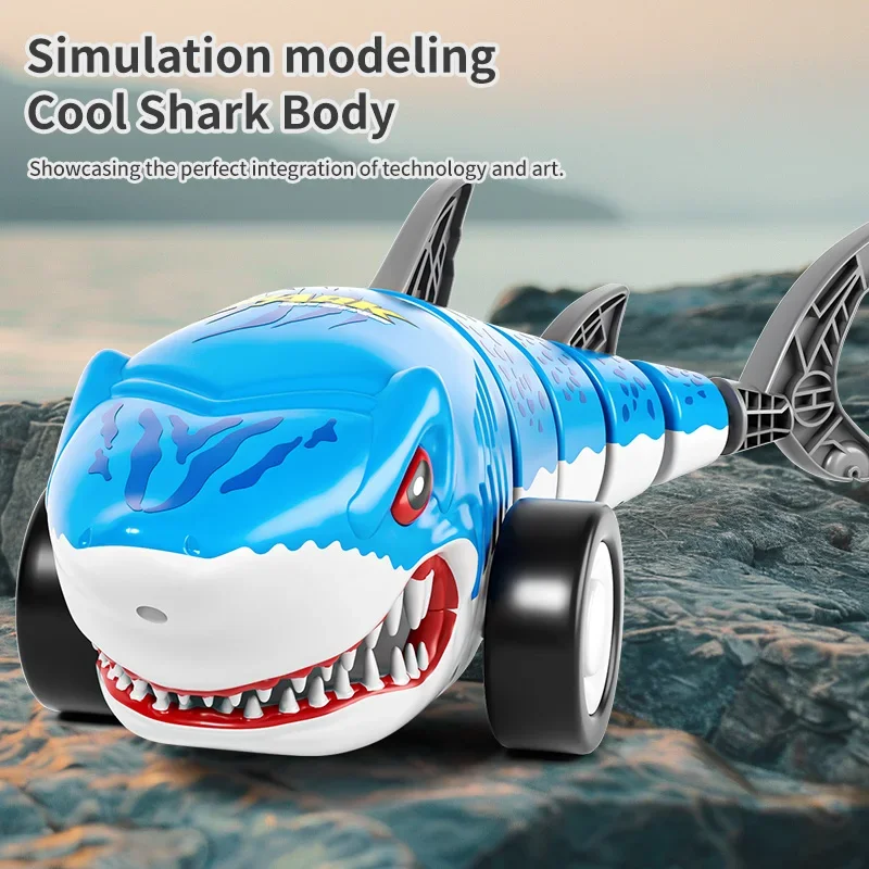 Coche RC tiburón con LED y columpio giratorio 360 para niños - imagen 3