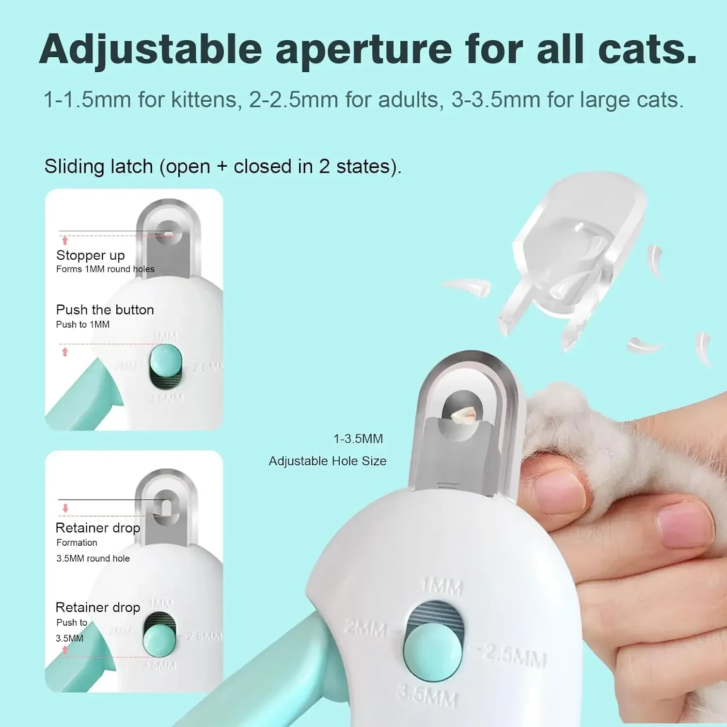 Cortauñas con orificio ajustable para mascotas