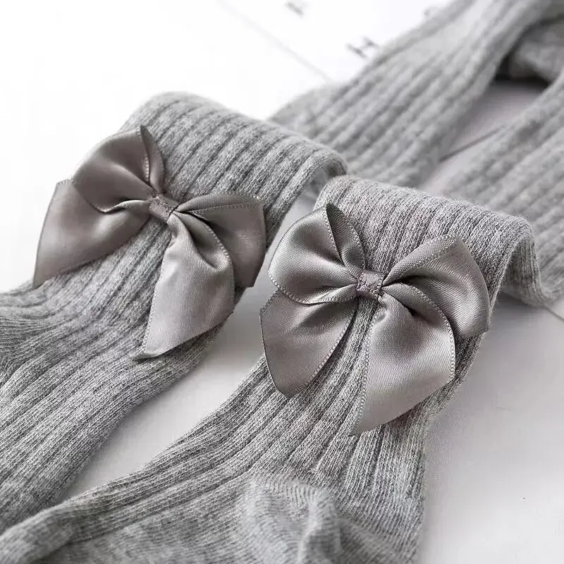 Medias con lazo para niñas – Algodón tejido, invierno - imagen 5
