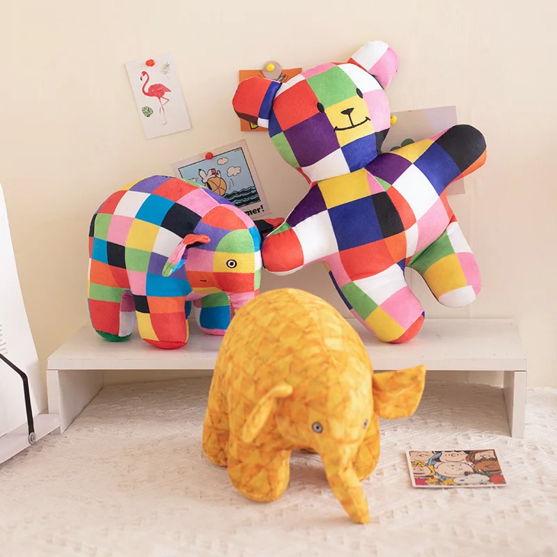 Peluche elefante Elmer suave de animales, almohada para niños tiernos - imagen 4