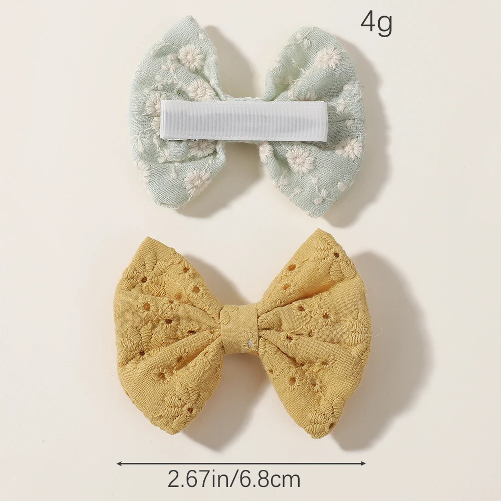 Pinzas para el cabello infantil con lazo bordado floral - imagen 4