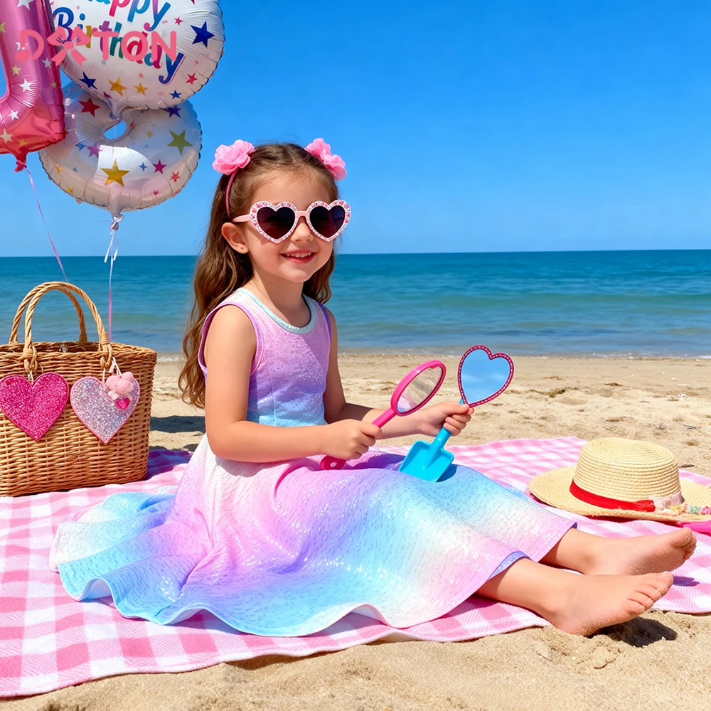DXTON vestido de verano sin mangas para niña estilo sirena A - imagen 4
