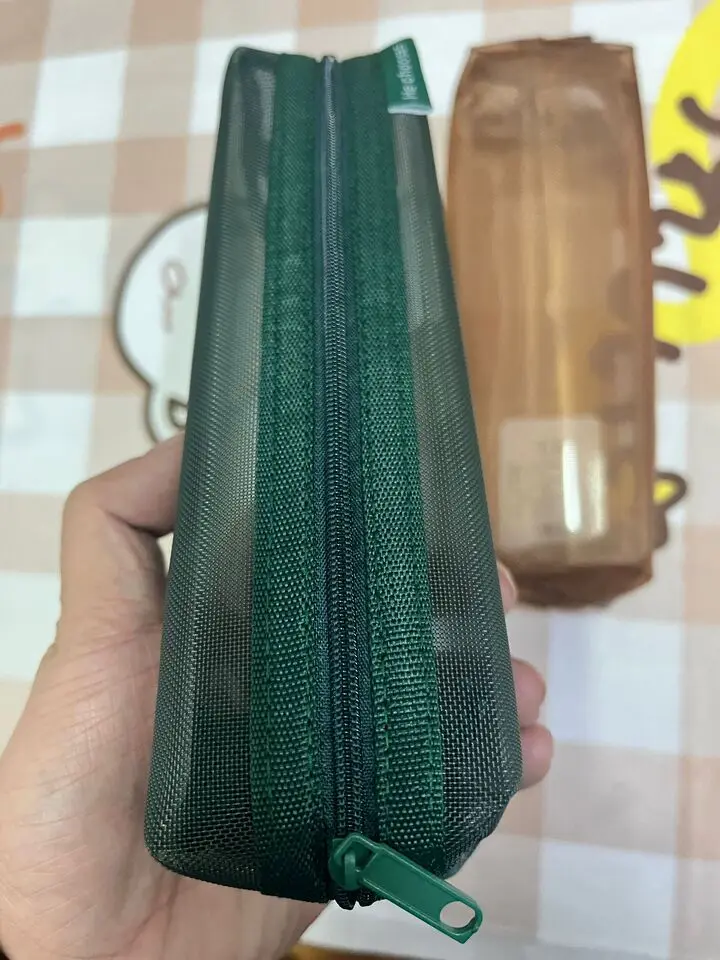 Bolsa estuche transparente de malla para lápices escolares portátil
