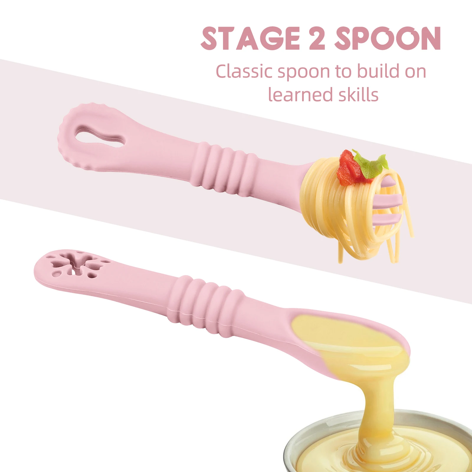 Cubiertos de silicona para bebé – Set de entrenamiento