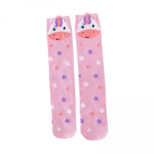 Calcetines altos en algodón suave con estampado de animales para niñas