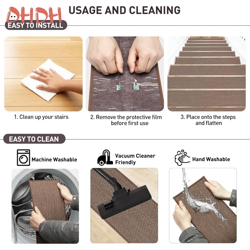 Alfombrillas antideslizantes de lino natural para escaleras - imagen 4