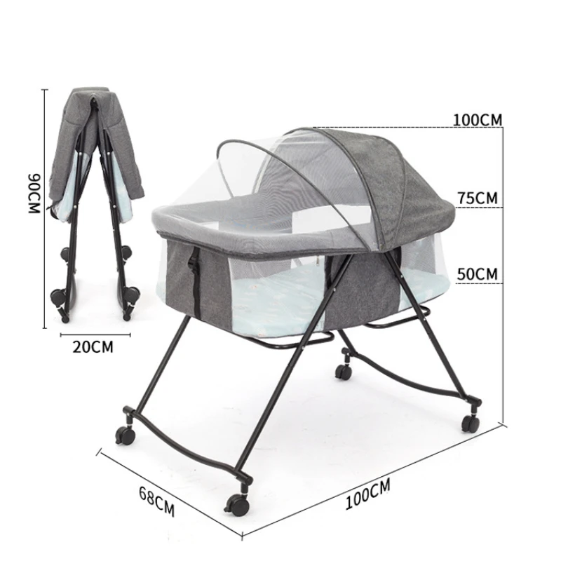 Cuna de viaje plegable con mosquitera y ruedas para bebé - imagen 4
