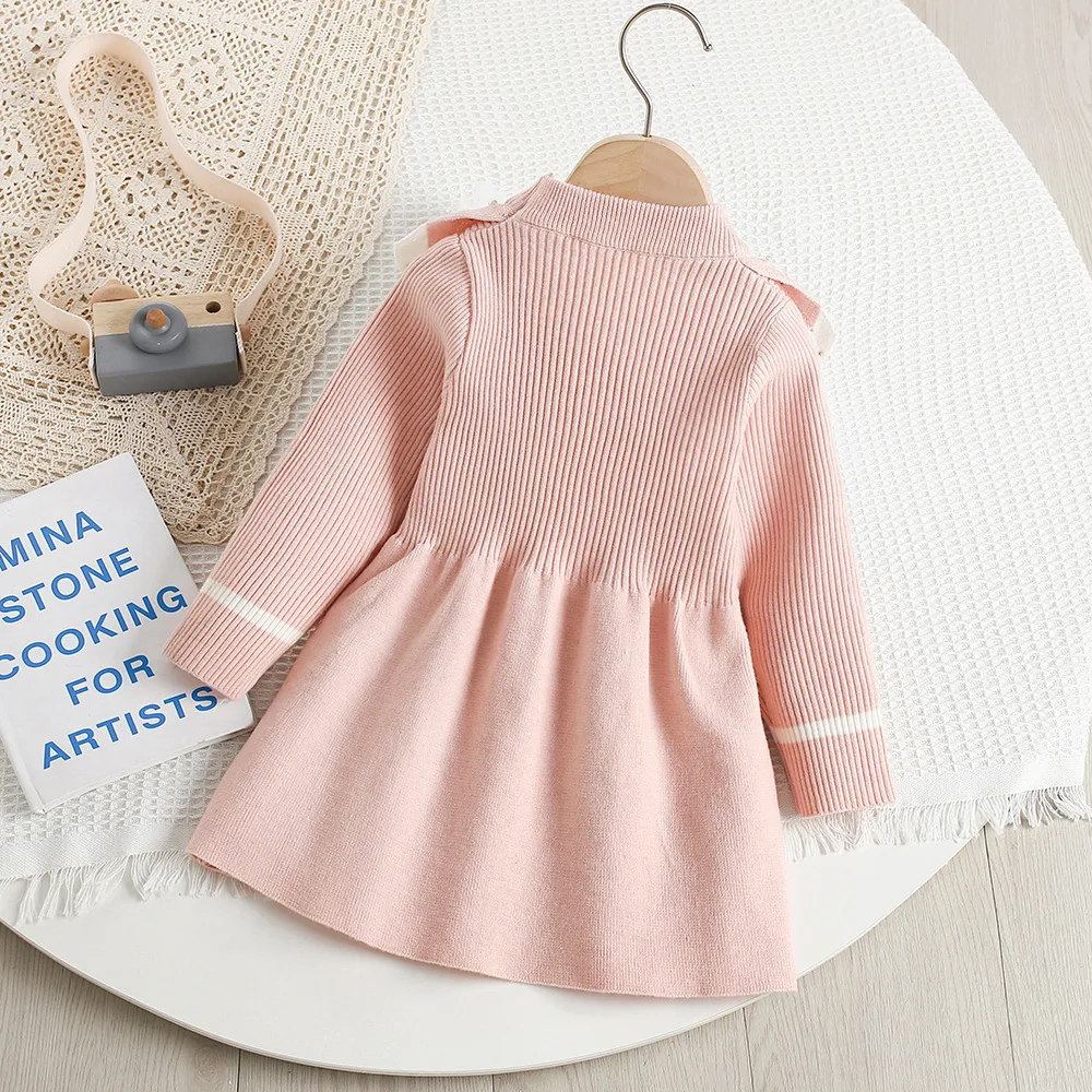 Vestido de punto para niña estilo princesa con perlas para otoño - imagen 5